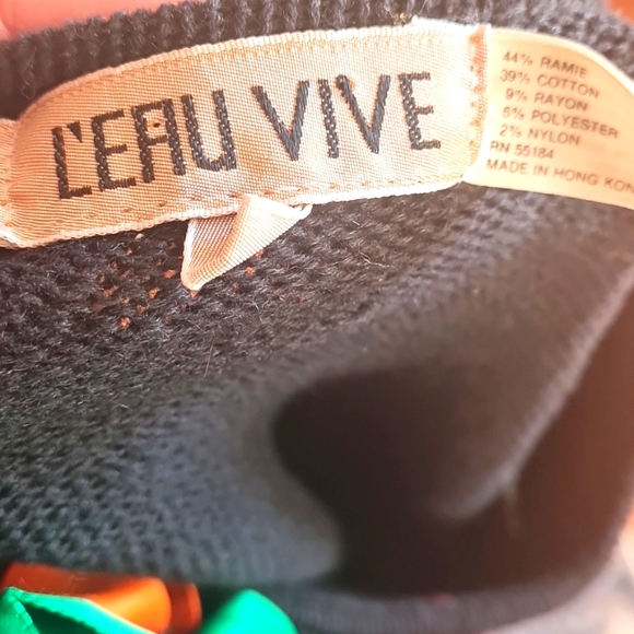 Rainbow black beaded and ribbons sweater vintage size Small - Picture 7 of 7